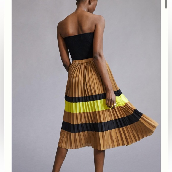 Anthropologie Maeve Pleated Stripe Midi Skirt SZ Small - Picture 4 of 4